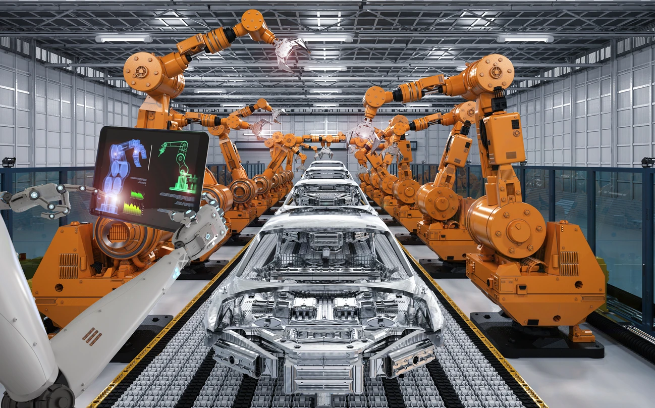 Industrial robot arms in manufacturing